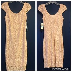 NWT - Sequin Hearts Champagne Lace Dress